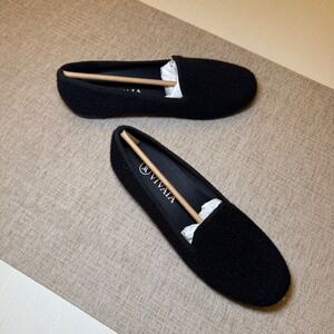 VIVAIA Solid Black Imitate Mink Fur Loafers – EU 38 / US 7–7.5